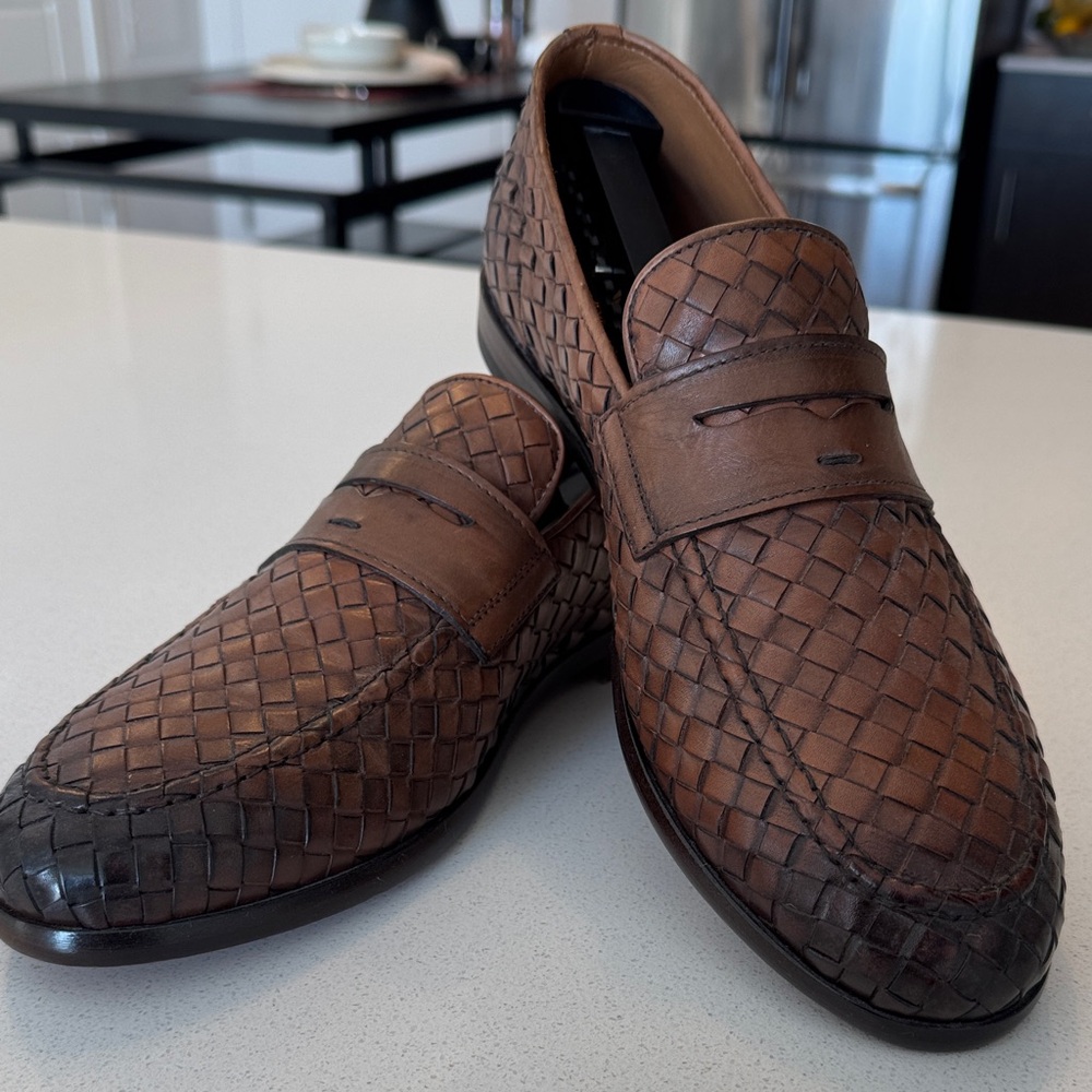 Doucal's Tan Woven Leather Loafers - NWOT. Size 40 (8US)